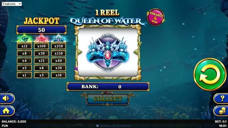 1 Reel Queen Of Water slots Main Screen Reels