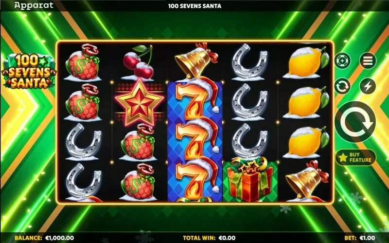100 Sevens Santa slots Main Screen Reels