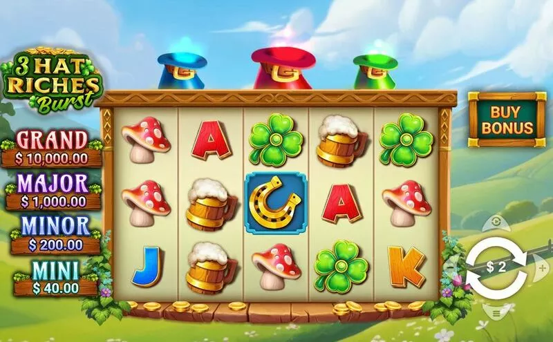3 Hat Riches Burst slots Main Screen Reels