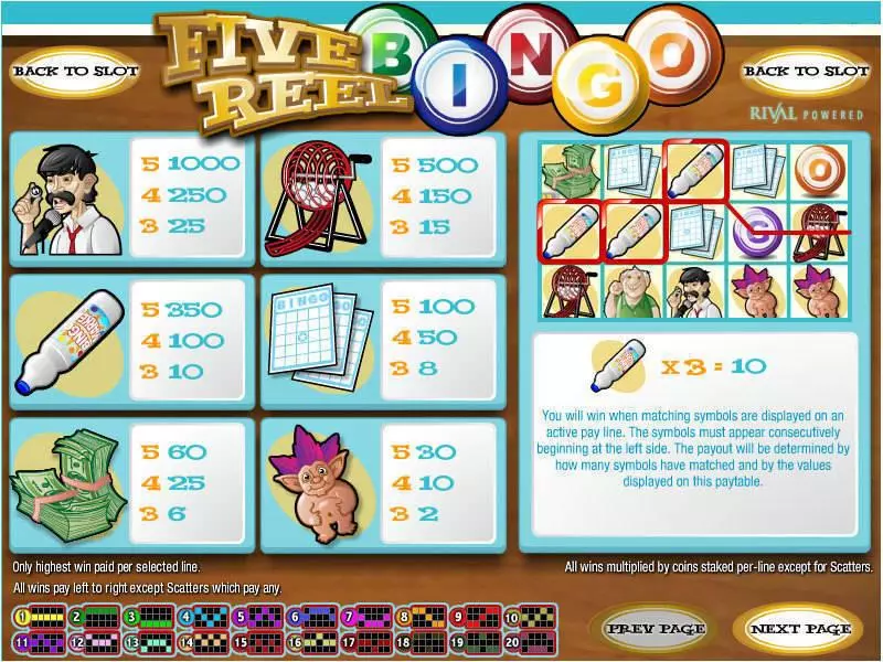 5 Reel Bingo slots Info and Rules