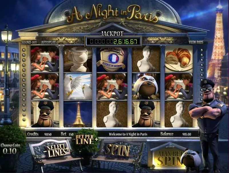 A night in Paris slots Introduction Screen
