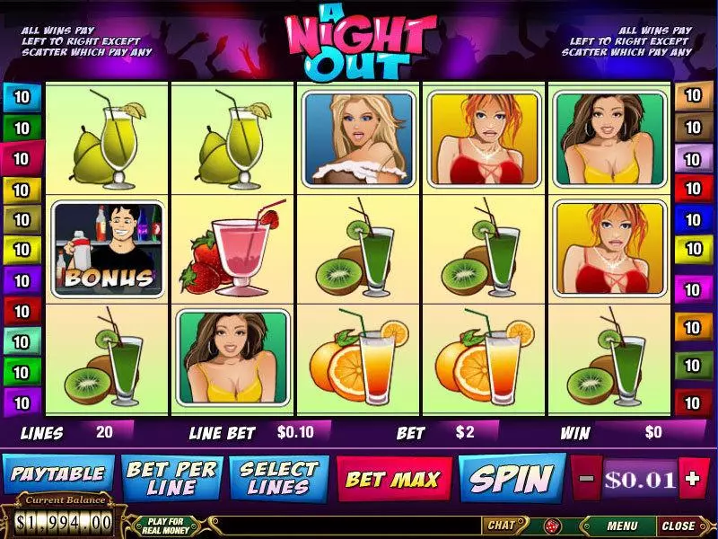 A Night Out slots Main Screen Reels