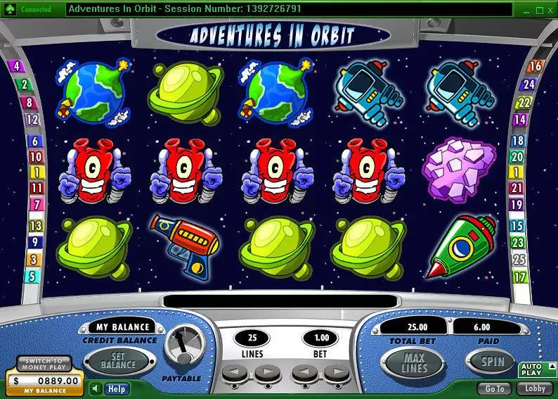 Adventures in Orbit slots Main Screen Reels