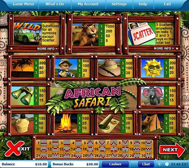 African Safari slots Info and Rules