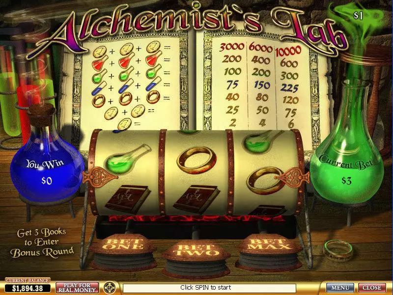 Alchemists Lab slots Main Screen Reels