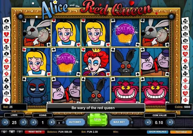 Alice and the Red Queen slots Main Screen Reels