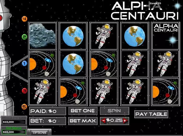 Alpha Centauri slots Main Screen Reels