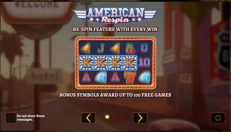 American Respin slots Introduction Screen