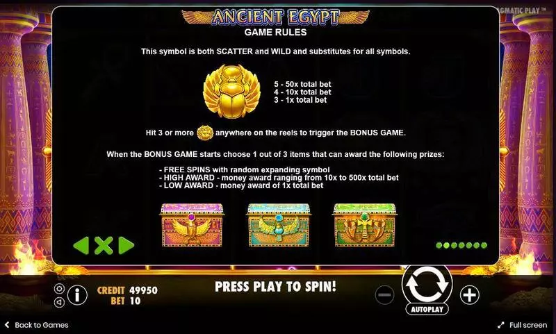 Ancient Egypt slots Bonus 1