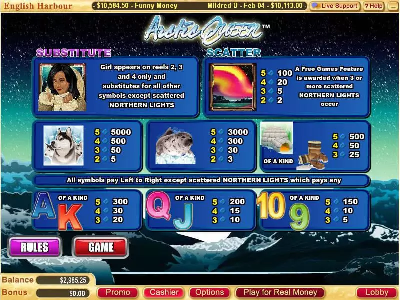 Arctic Queen slots Info and Rules
