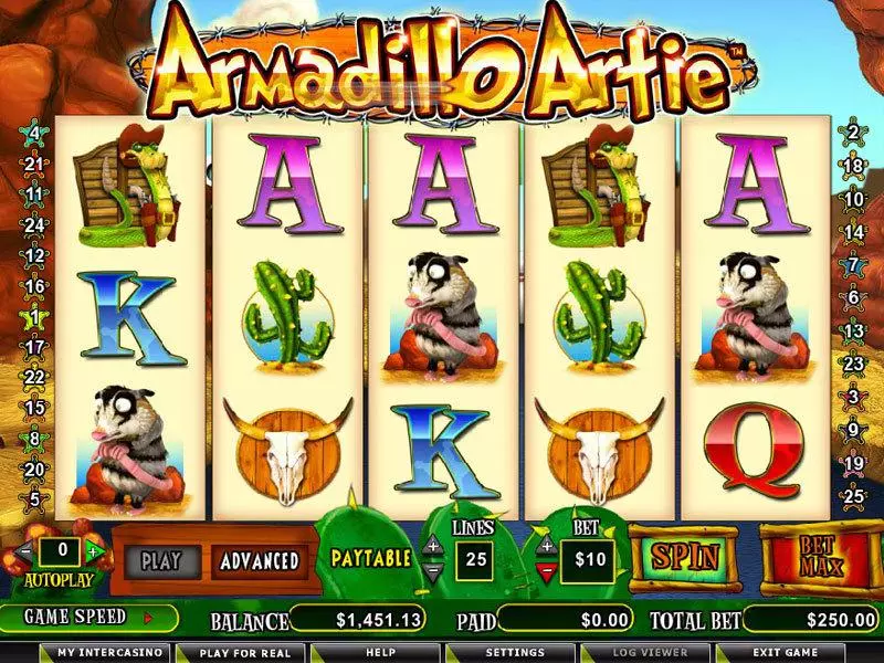 Armadillo Artie slots Main Screen Reels