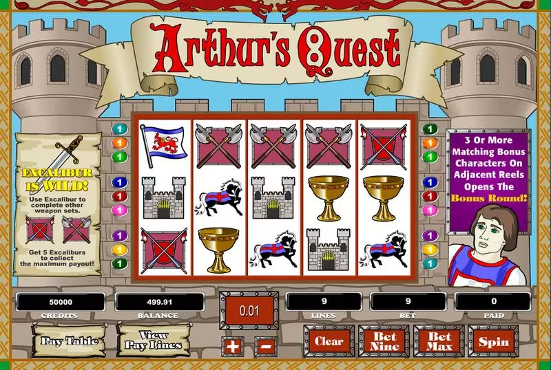 Arthur's Quest slots Main Screen Reels