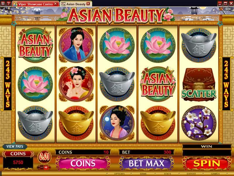 Asian Beauty slots Main Screen Reels
