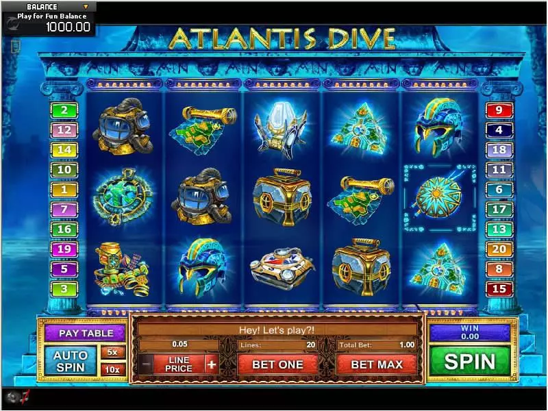Atlantis Dive slots Main Screen Reels