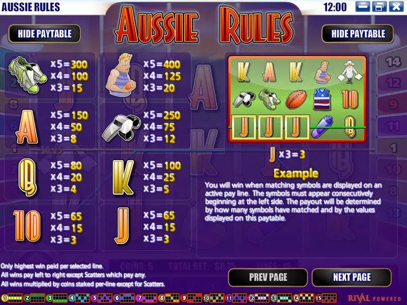 Aussie Rules slots Info and Rules