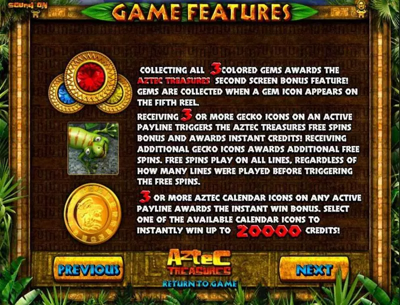 Aztec Treasures slots Info and Rules