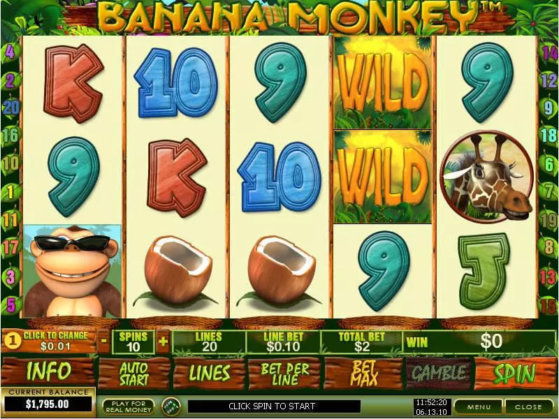 Banana Monkey slots Main Screen Reels