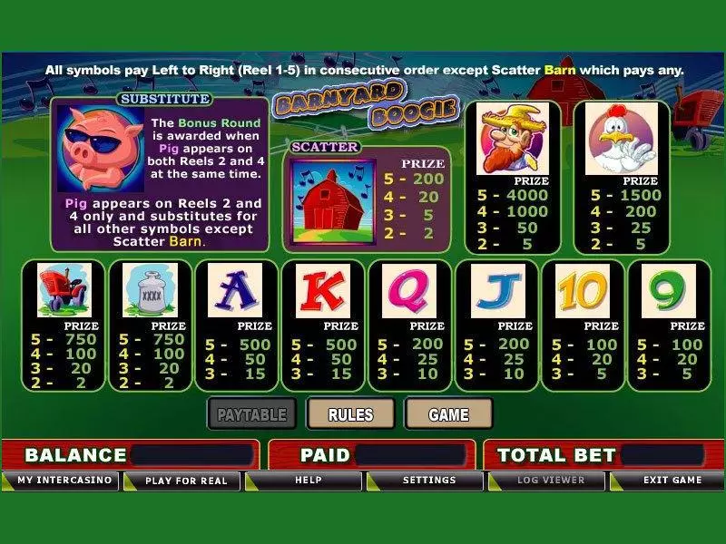Barnyard Boogie slots Info and Rules