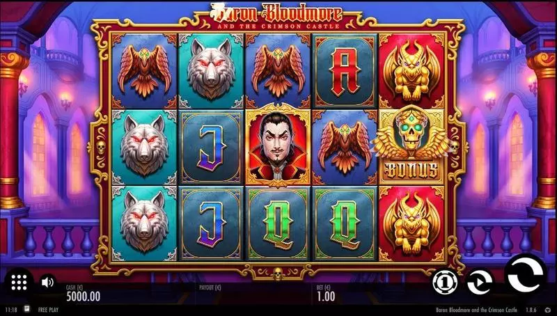 Baron Bloodmore and the Crimson Castle slots Main Screen Reels