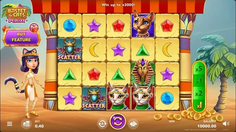 Bastet and Cats Deluxe slots Main Screen Reels