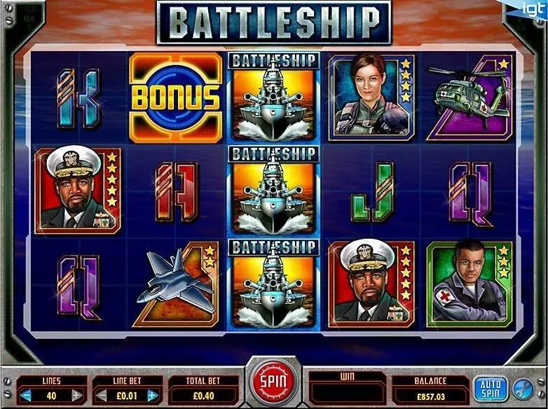 Battleship: Search & Destroy slots Introduction Screen