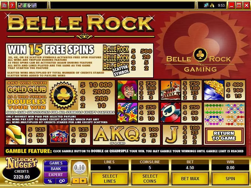 Belle Rock slots Info and Rules