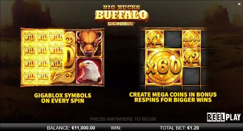 Big Bucks Buffalo GigaBlox slots Info and Rules