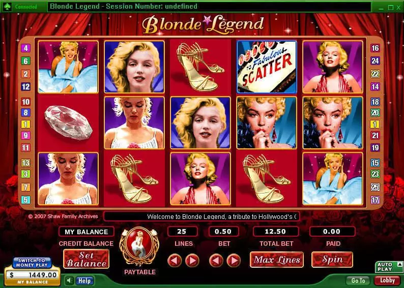 Blonde Legend slots Main Screen Reels