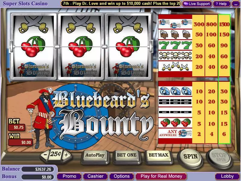Bluebeard's Bounty slots Main Screen Reels
