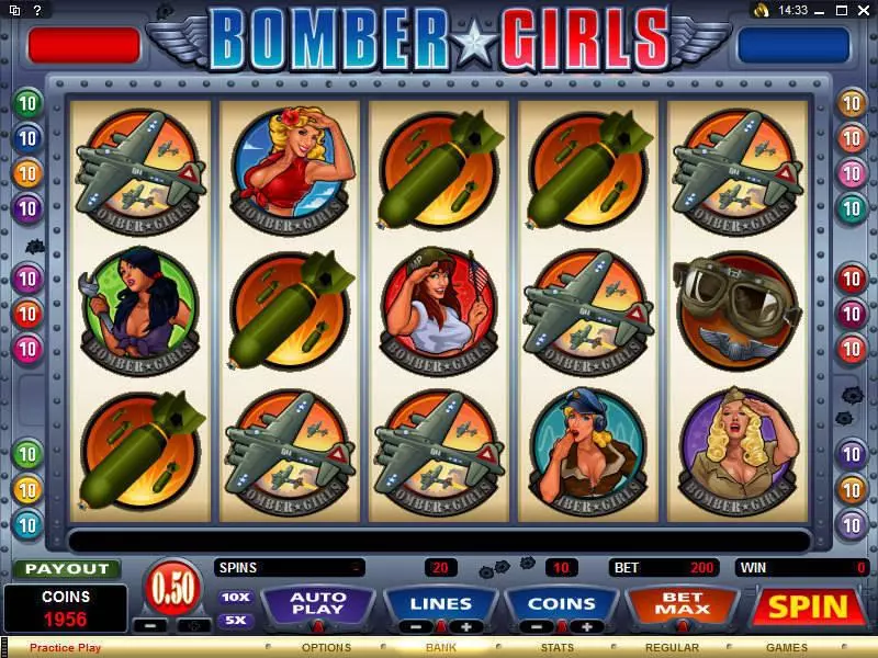 Bomber Girls slots Main Screen Reels