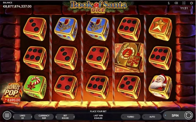 Book of Santa Dice slots Main Screen Reels