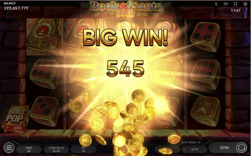 Book of Santa Dice slots Winning Screenshot