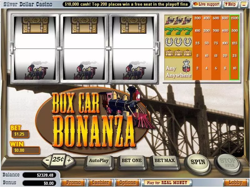 Box Car Bonanza slots Main Screen Reels