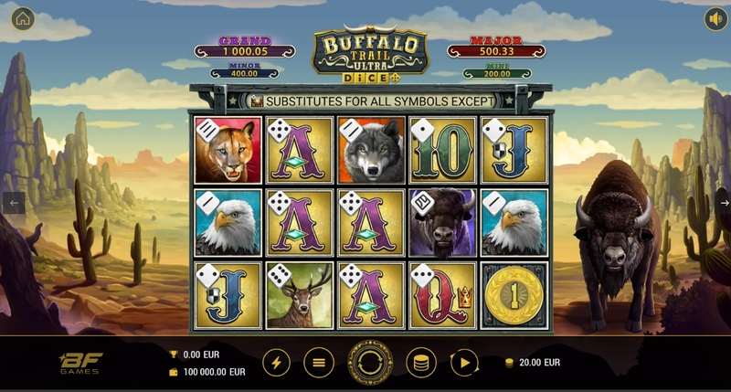 Buffalo Trail Ultra Dice slots Main Screen Reels