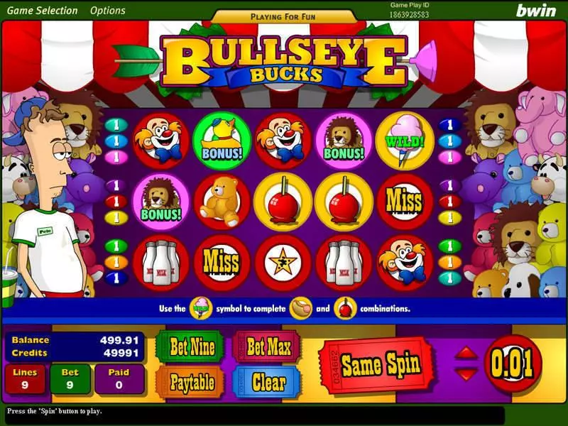 Bulls Eye Bucks slots Main Screen Reels