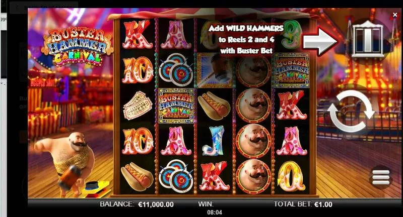 Buster Hammer Carnival slots Main Screen Reels