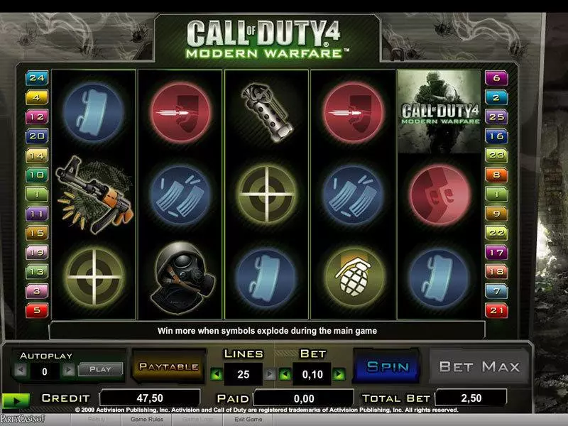 Call of Duty 4 slots Main Screen Reels