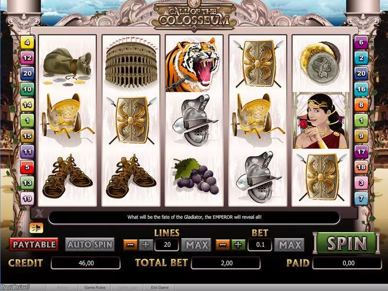 Call of the Colosseum slots Main Screen Reels