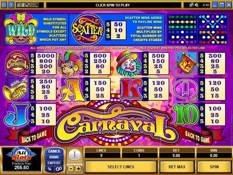 Carnaval slots Info and Rules