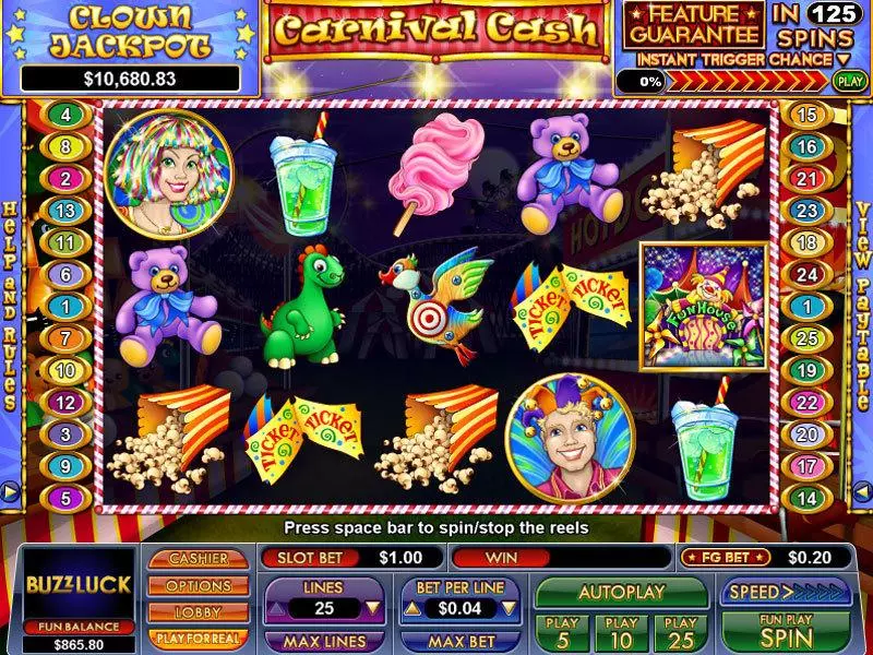 Carnival Cash slots Main Screen Reels