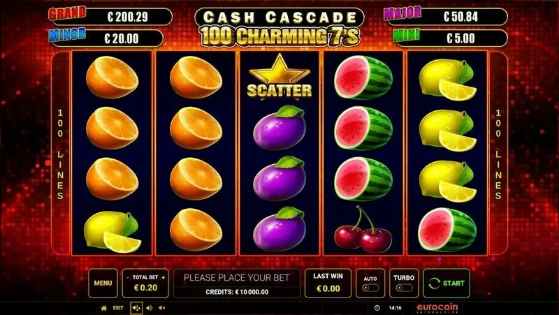Cash Cascade – 100 Charming 7’s slots Main Screen Reels