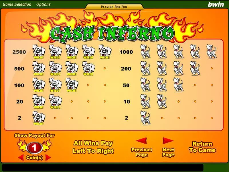 Cash Inferno slots Info and Rules