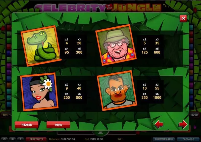 Celebrity in the Jungle slots Bonus 1
