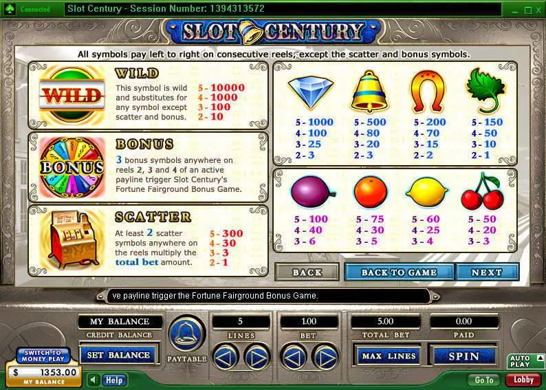 Century slots Info and Rules