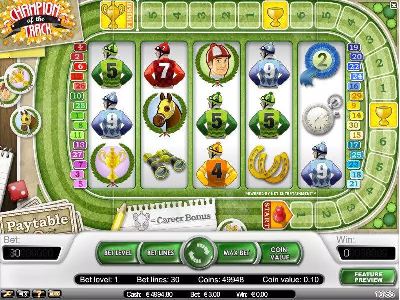 Champion of the Track slots Main Screen Reels