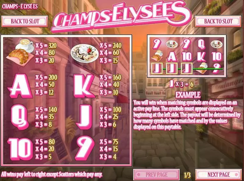 Champs-Elysees slots Info and Rules