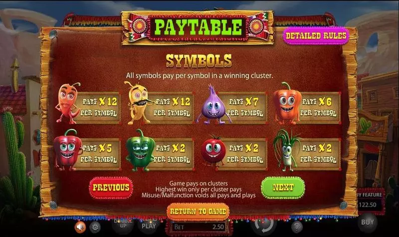 Chillipop slots Paytable