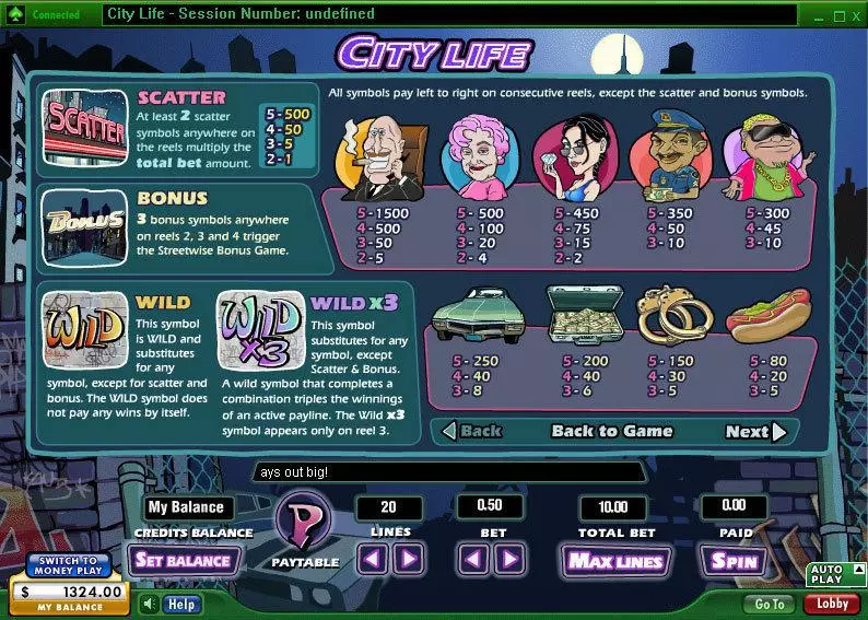 City Life slots Info and Rules