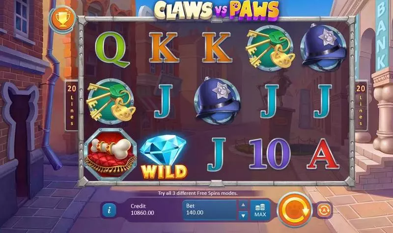 Claws vs Paws slots Main Screen Reels