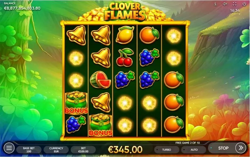 Clover Flames slots Main Screen Reels